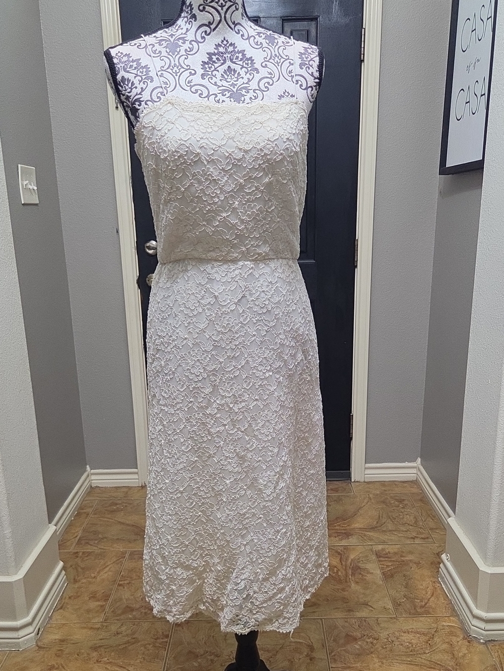 Miss Elliette Cream Lace Midi Dress